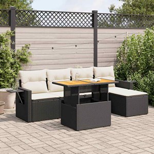 Maison exclusive - salon de jardin 6 pcs avec coussins noir résine tressée