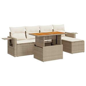 Maison exclusive - salon de jardin avec coussins 6 pcs beige résine tressée