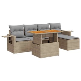 Maison exclusive - salon de jardin avec coussins 6 pcs beige résine tressée