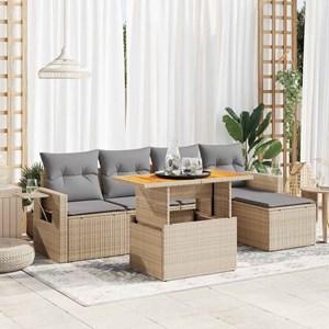 Maison exclusive - salon de jardin avec coussins 6 pcs beige résine tressée