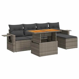 Maison exclusive - salon de jardin 6 pcs avec coussins gris résine tressée
