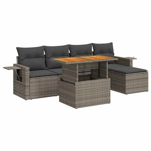 Maison exclusive - salon de jardin 6 pcs avec coussins gris résine tressée