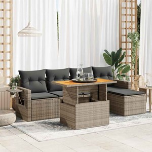 Maison exclusive - salon de jardin 6 pcs avec coussins gris résine tressée