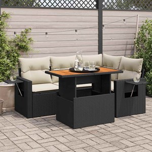 Maison exclusive - salon de jardin 5 pcs avec coussins noir résine tressée