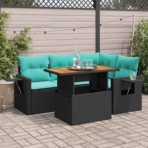 Maison exclusive - salon de jardin 5 pcs avec coussins noir résine tressée