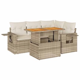 Maison exclusive - salon de jardin avec coussins 5 pcs beige résine tressée