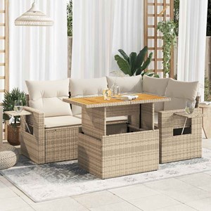 Maison exclusive - salon de jardin avec coussins 5 pcs beige résine tressée
