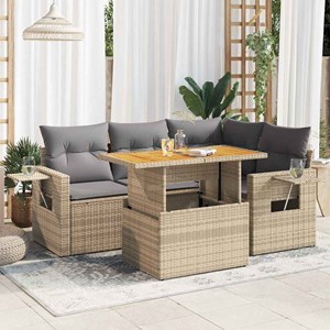 Maison exclusive - salon de jardin avec coussins 5 pcs beige résine tressée
