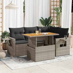 Maison exclusive - salon de jardin 5 pcs avec coussins gris résine tressée