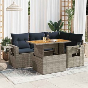 Maison exclusive - salon de jardin 5 pcs avec coussins gris résine tressée