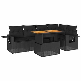 Maison exclusive - salon de jardin 6 pcs avec coussins noir résine tressée