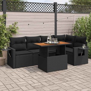 Maison exclusive - salon de jardin 6 pcs avec coussins noir résine tressée