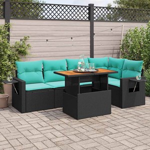 Maison exclusive - salon de jardin 6 pcs avec coussins noir résine tressée