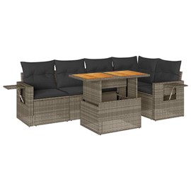 Maison exclusive - salon de jardin 6 pcs avec coussins gris résine tressée
