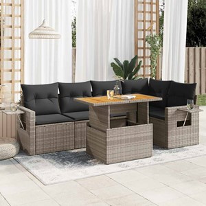 Maison exclusive - salon de jardin 6 pcs avec coussins gris résine tressée