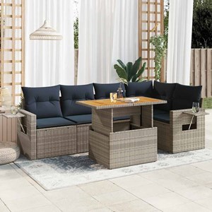 Maison exclusive - salon de jardin 6 pcs avec coussins gris résine tressée