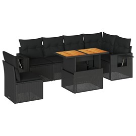 Maison exclusive - salon de jardin 7 pcs avec coussins noir résine tressée