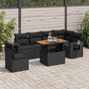 Maison exclusive - salon de jardin 7 pcs avec coussins noir résine tressée
