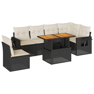 Maison exclusive - salon de jardin 7 pcs avec coussins noir résine tressée