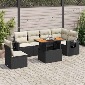 Maison exclusive - salon de jardin 7 pcs avec coussins noir résine tressée