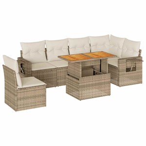 Maison exclusive - salon de jardin avec coussins 7 pcs beige résine tressée
