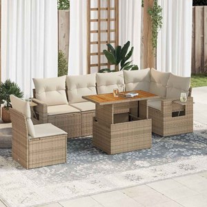 Maison exclusive - salon de jardin avec coussins 7 pcs beige résine tressée