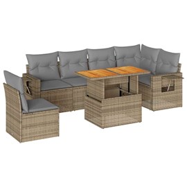 Maison exclusive - salon de jardin avec coussins 7 pcs beige résine tressée