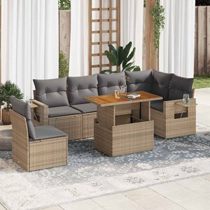 Maison exclusive - salon de jardin avec coussins 7 pcs beige résine tressée