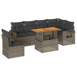 Maison exclusive - salon de jardin avec coussins 7 pcs gris résine tressée