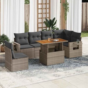 Maison exclusive - salon de jardin avec coussins 7 pcs gris résine tressée