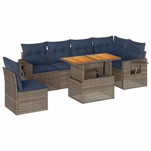 Maison exclusive - salon de jardin avec coussins 7 pcs gris résine tressée