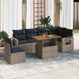 Maison exclusive - salon de jardin avec coussins 7 pcs gris résine tressée