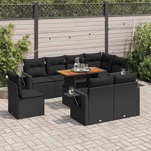 Maison exclusive - salon de jardin 9 pcs avec coussins noir résine tressée