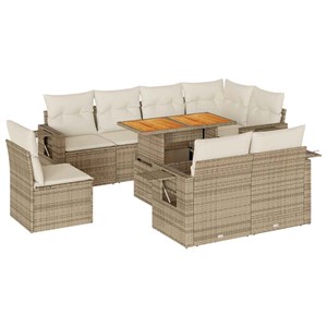 Maison exclusive - salon de jardin avec coussins 9 pcs beige résine tressée