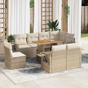 Maison exclusive - salon de jardin avec coussins 9 pcs beige résine tressée