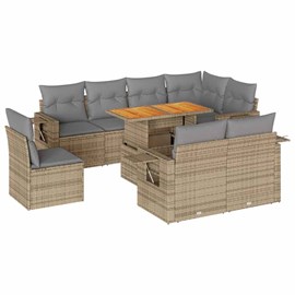 Maison exclusive - salon de jardin avec coussins 9 pcs beige résine tressée