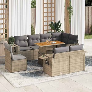 Maison exclusive - salon de jardin avec coussins 9 pcs beige résine tressée