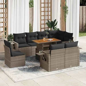 Maison exclusive - salon de jardin 9 pcs avec coussins gris résine tressée