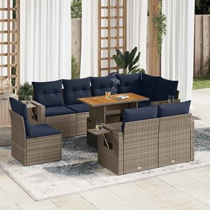 Maison exclusive - salon de jardin 9 pcs avec coussins gris résine tressée