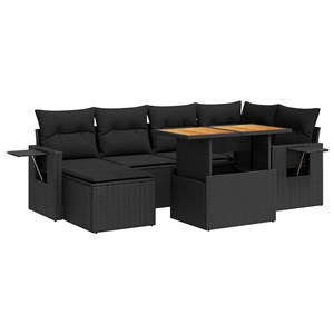 Maison exclusive - salon de jardin 7 pcs avec coussins noir résine tressée