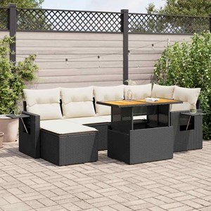 Maison exclusive - salon de jardin 7 pcs avec coussins noir résine tressée