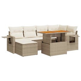 Maison exclusive - salon de jardin avec coussins 7 pcs beige résine tressée