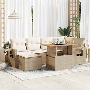 Maison exclusive - salon de jardin avec coussins 7 pcs beige résine tressée