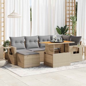 Maison exclusive - salon de jardin avec coussins 7 pcs beige résine tressée