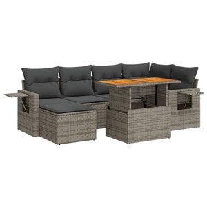 Maison exclusive - salon de jardin avec coussins 7 pcs gris résine tressée