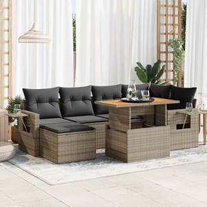 Maison exclusive - salon de jardin avec coussins 7 pcs gris résine tressée