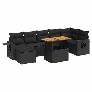 Maison exclusive - salon de jardin 8 pcs avec coussins noir résine tressée
