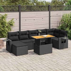 Maison exclusive - salon de jardin 8 pcs avec coussins noir résine tressée