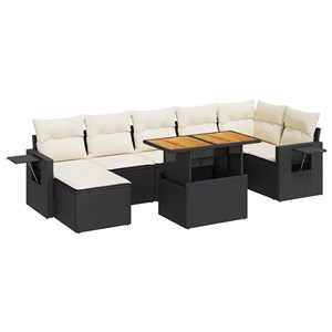 Maison exclusive - salon de jardin 8 pcs avec coussins noir résine tressée