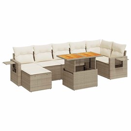 Maison exclusive - salon de jardin avec coussins 8 pcs beige résine tressée